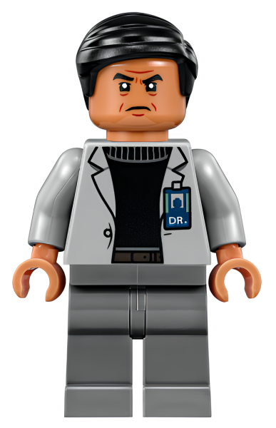 Минифигурка Lego Dr. Henry Wu - Light Bluish Gray Jacket, Smile / Angry Frown jw017